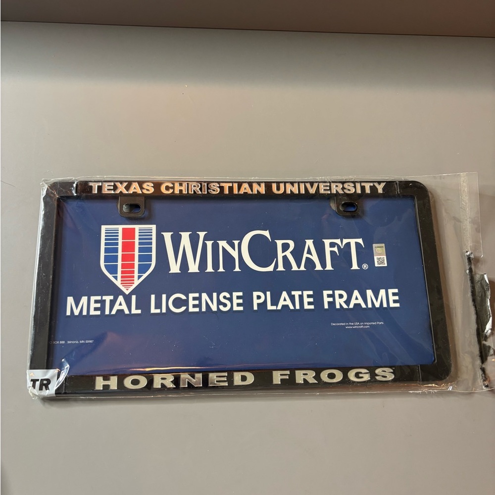 Wincraft Black and White TCU License Plate Frame Horned Frogs Set of 2 NEW